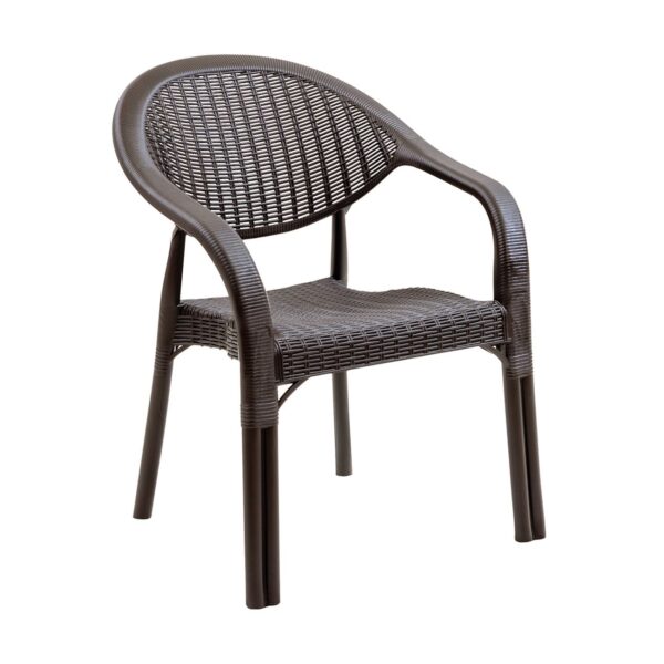 BAMBOO Pro Πολυθρόνα Κήπου - Βεράντας Στοιβαζόμενη, PP-UV (Rattan Look) Καφέ 63x61x81cm - Image 2