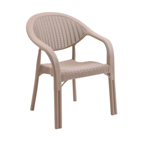 BAMBOO Pro Πολυθρόνα Κήπου - Βεράντας Στοιβαζόμενη, PP-UV (Rattan Look) Cappuccino 63x61x81cm - Image 2