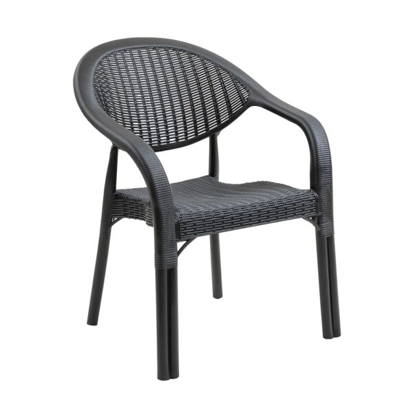 BAMBOO Pro Πολυθρόνα Κήπου - Βεράντας Στοιβαζόμενη, PP-UV (Rattan Look) Ανθρακί 63x61x81cm - Image 2