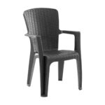 SIDE Πολυθρόνα Κήπου-Βεράντας Στοιβαζόμενη, (Rattan Look) PP-UV Απόχρωση Ανθρακί 59x61x89cm - Image 2