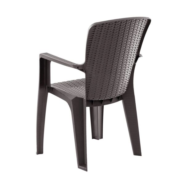 SIDE Πολυθρόνα Κήπου-Βεράντας Στοιβαζόμενη, (Rattan Look) PP-UV Απόχρωση Καφέ 59x61x89cm - Image 3