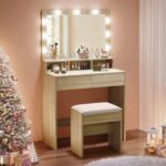 LUCY Set Τουαλέτα με Σκαμπό, Απόχρωση Sonoma, Καθρέπτης LED & θύρα USB 80x40x75/140cm - Image 3