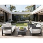 PALMER Set Καθιστικό ALU Ανθρακί: Καναπές+2 Πολυθρόνες+ Τραπεζάκι, Μαξιλάρια Μπεζ 172x80x60-80x80x60-152x81x28cm - Image 2