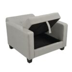 KELSO Πολυθρόνα - Κρεβάτι με Αποθηκευτικό Χώρο, Ύφασμα Ανοιχτό Γκρι 86x81x80cm Bed:64x105x38cm - Image 3