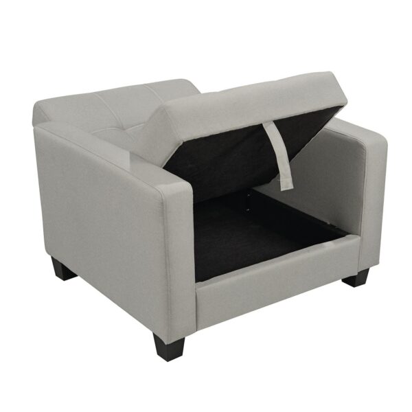 KELSO Πολυθρόνα - Κρεβάτι με Αποθηκευτικό Χώρο, Ύφασμα Ανοιχτό Γκρι 86x81x80cm Bed:64x105x38cm - Image 3