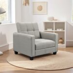 KELSO Πολυθρόνα - Κρεβάτι με Αποθηκευτικό Χώρο, Ύφασμα Ανοιχτό Γκρι 86x81x80cm Bed:64x105x38cm - Image 5