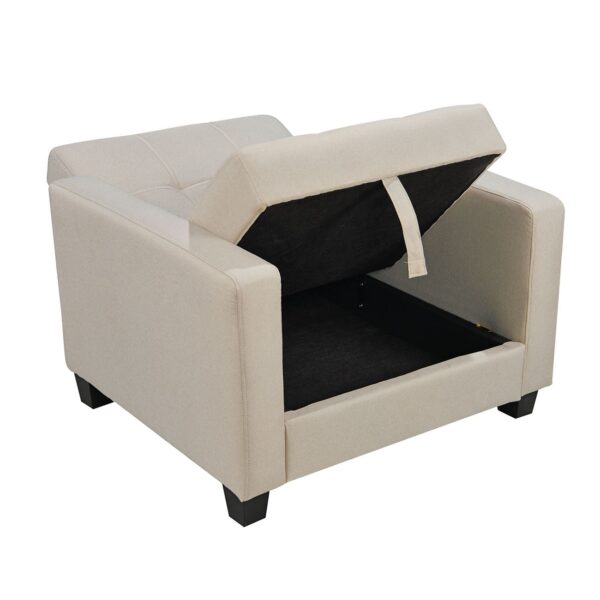 KELSO Πολυθρόνα - Κρεβάτι με Αποθηκευτικό Χώρο, Ύφασμα Cappuccino 86x81x80cm Bed:64x105x38cm - Image 3