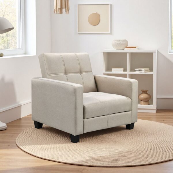 KELSO Πολυθρόνα - Κρεβάτι με Αποθηκευτικό Χώρο, Ύφασμα Cappuccino 86x81x80cm Bed:64x105x38cm - Image 5