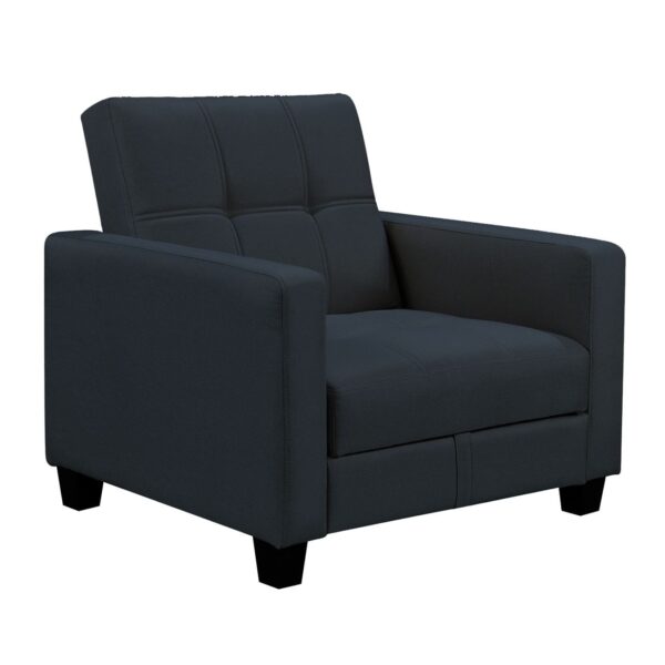 KELSO Πολυθρόνα - Κρεβάτι με Αποθηκευτικό Χώρο, Ύφασμα Μαύρο 86x81x80cm Bed:64x105x38cm - Image 2