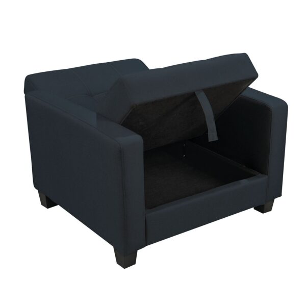 KELSO Πολυθρόνα - Κρεβάτι με Αποθηκευτικό Χώρο, Ύφασμα Μαύρο 86x81x80cm Bed:64x105x38cm - Image 3