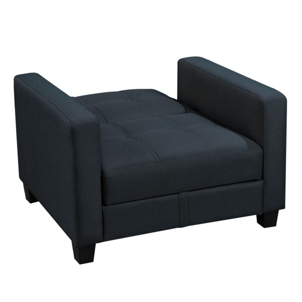 KELSO Πολυθρόνα - Κρεβάτι με Αποθηκευτικό Χώρο, Ύφασμα Μαύρο 86x81x80cm Bed:64x105x38cm - Image 4