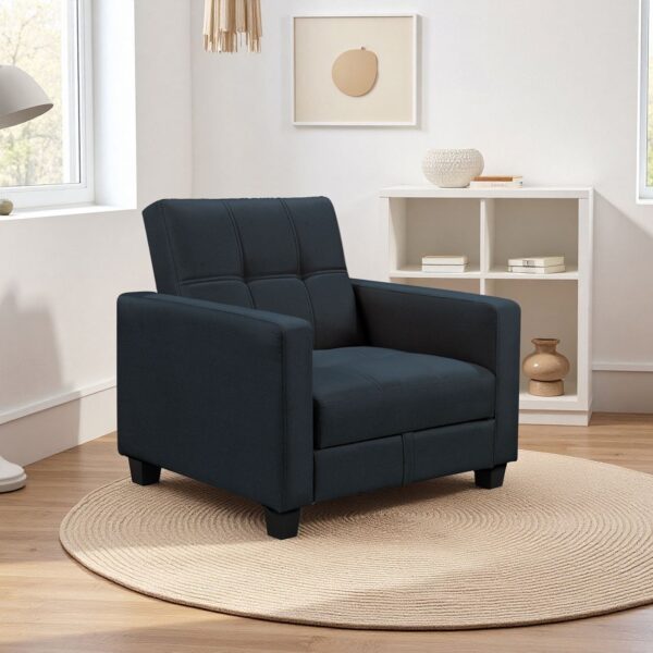 KELSO Πολυθρόνα - Κρεβάτι με Αποθηκευτικό Χώρο, Ύφασμα Μαύρο 86x81x80cm Bed:64x105x38cm - Image 5