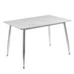 OSLO Τραπέζι Κουζίνας- Εστιατορίου, Μέταλλο Χρώμιο, -Sintered Stone White Marble 120x70x75cm - Image 2