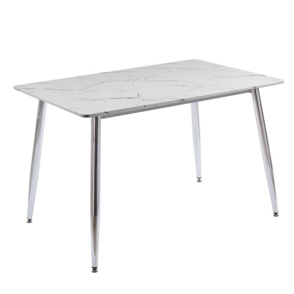 OSLO Τραπέζι Κουζίνας- Εστιατορίου, Μέταλλο Χρώμιο, -Sintered Stone White Marble 120x70x75cm - Image 2