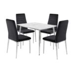 JETTA-OSLO Set Τραπεζαρία: Τραπέζι + 4 Καρέκλες, Χρώμιο - Sintered Stone - Velure Μαύρο Table:120x70x75 Chair:40x50x95 - Image 2