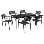ROMA-MODIAL Set Τραπεζαρία: Τραπέζι + 6 Πολυθρόνες, Μέταλλο Μαύρο Table:159x80x75 Armch:56x55x80 - Image 2
