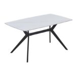 GALI Τραπέζι Τραπεζαρίας- Κουζίνας, Μέταλλο Βαφή Μαύρο, Sintered Stone White Marble 140x80x75cm
