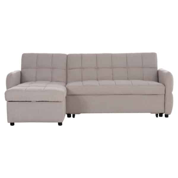 ΓΩΝΙΑΚΟΣ ΚΑΝΑΠΕΣ-ΚΡΕΒΑΤΙ ΑΝΑΣΤΡΕΨΙΜΟΣ NEZU HM3294.02 ΜΠΕΖ ΥΦΑΣΜΑ 210x140x78Υεκ. - Image 4