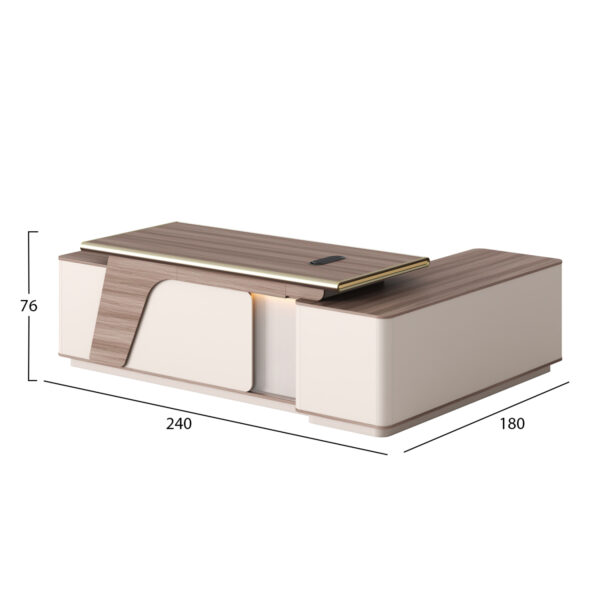 ΓΡΑΦΕΙΟ ΑΡΙΣΤΕΡΗ ΓΩΝΙΑ SUPERON HM2136L ΜΕΛΑΜΙΝΗ ΦΥΣΙΚΟ-ΜΠΕΖ--LED ΦΩΤΙΣΜΟΣ 240x180x76Υεκ - Image 2