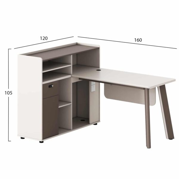 ΓΡΑΦΕΙΟ ΑΡΙΣΤΕΡΗ ΓΩΝΙΑ NEWLINE HM18275L ΜΕΛΑΜΙΝΗ ΕΚΡΟΥ-ΠΟΔΙΑ ΑΛΟΥΜΙΝΙΟΥ 160x120x105Υεκ - Image 2