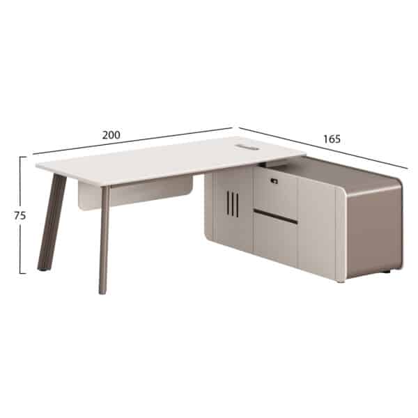 ΓΡΑΦΕΙΟ ΔΕΞΙΑ ΓΩΝΙΑ NEWLINE HM18271R ΜΕΛΑΜΙΝΗ ΕΚΡΟΥ-ΑΝΟΙΧΤΟ ΚΑΦΕ 200x165x75Υεκ - Image 2