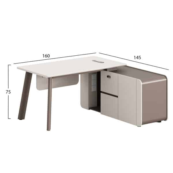 ΓΡΑΦΕΙΟ ΔΕΞΙΑ ΓΩΝΙΑ NEWLINE HM18272R ΜΕΛΑΜΙΝΗ ΕΚΡΟΥ-ΑΝΟΙΧΤΟ ΚΑΦΕ 160x145x75Υεκ - Image 2
