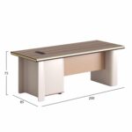 ΓΡΑΦΕΙΟ ΣΕΙΡΑ SUPERON HM2138 ΜΕΛΑΜΙΝΗ ΦΥΣΙΚΟ-ΜΠΕΖ 200x85x75Υεκ. - Image 2