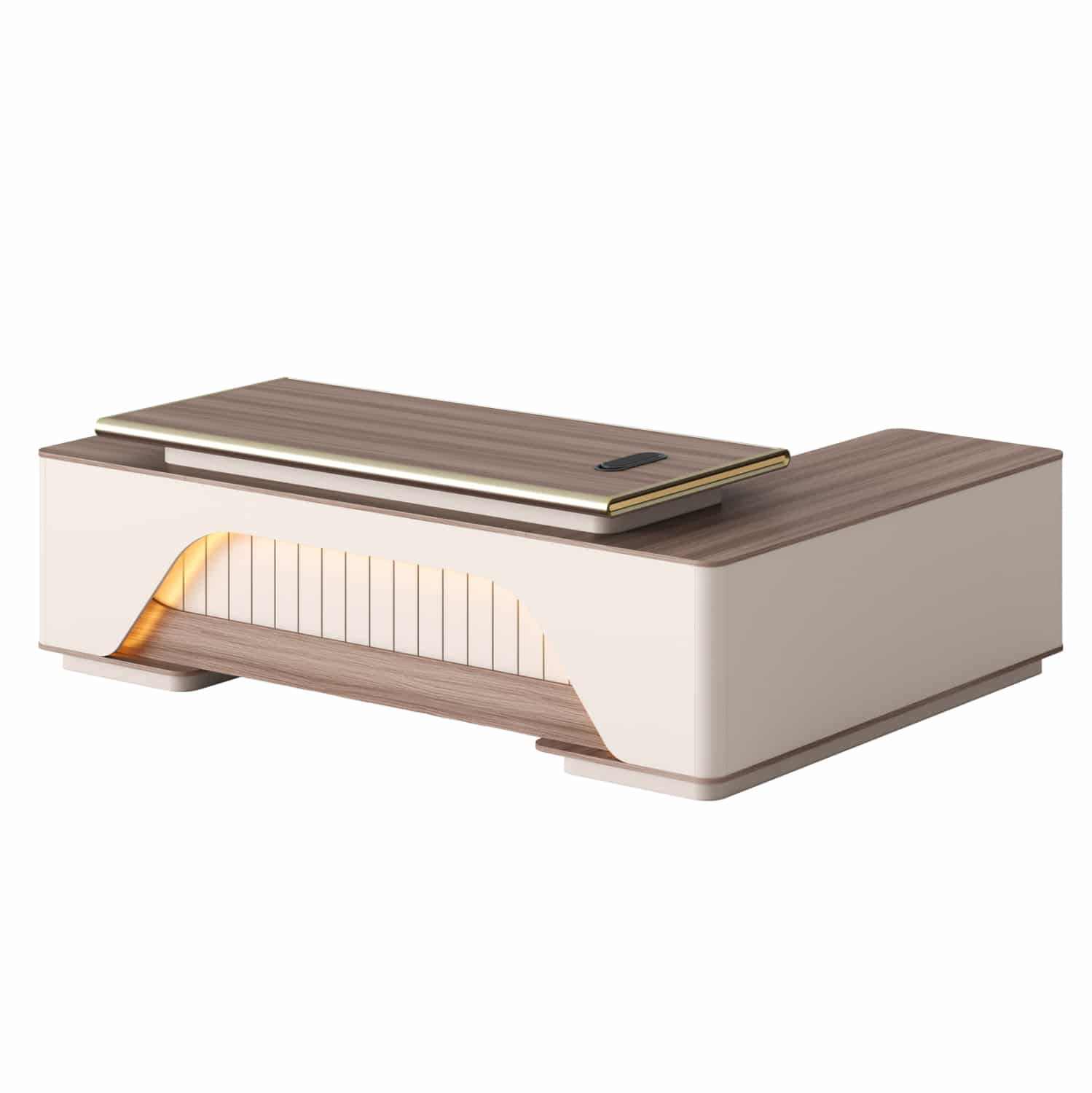 HM2137L ΓΡΑΦΕΙΟ ΓΩΝΙΑ ΣΕΙΡΑ SUPERON HM2137L ΜΕΛΑΜΙΝΗ ΜΠΕΖ--LED ΦΩΤΙΣΜΟΣ 240x180x76Υεκ. - Image 1