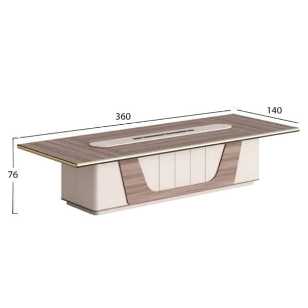 ΓΡΑΦΕΙΟ ΣΥΝΕΔΡΙΑΣΕΩΝ SUPERON HM2145 ΜΕΛΑΜΙΝΗ ΣΕ ΦΥΣΙΚΟ-ΜΠΕΖ 360x140x76Υεκ - Image 2