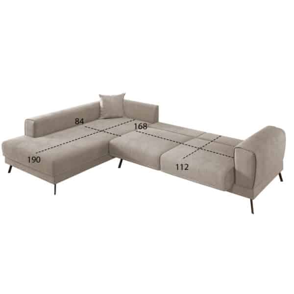 ΚΑΝΑΠΕΣ ΚΡΕΒΑΤΙ ΑΡΙΣΤΕΡΗ ΓΩΝΙΑ ZENORA HM3337.03L ΜΠΕΖ ΥΦΑΣΜΑ 303x214x80Υεκ - Image 4