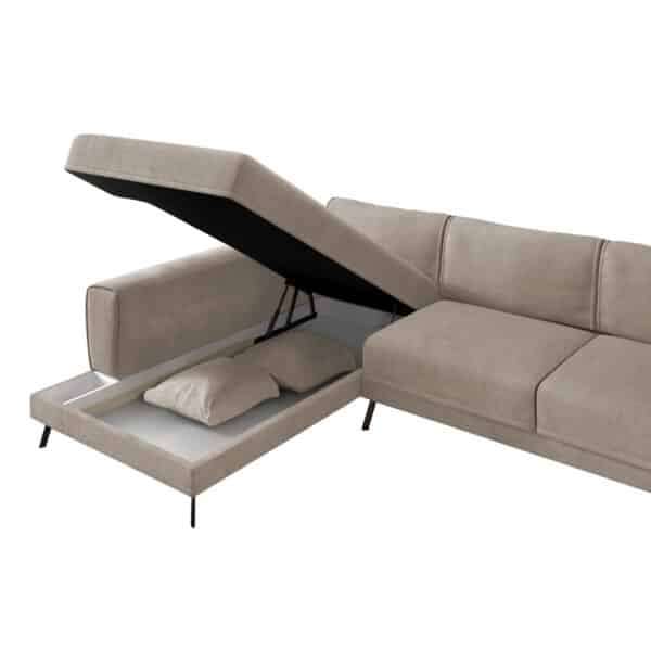 ΚΑΝΑΠΕΣ ΚΡΕΒΑΤΙ ΑΡΙΣΤΕΡΗ ΓΩΝΙΑ ZENORA HM3337.03L ΜΠΕΖ ΥΦΑΣΜΑ 303x214x80Υεκ - Image 6