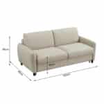 ΚΑΝΑΠΕΣ-ΚΡΕΒΑΤΙ ΜΕ ΑΝΑΔΙΠΛ.ΣΤΡΩΜΑ ETUDINE HM3311.02 ΜΠΕΖ ΥΦΑΣΜΑ 190x98x90Υεκ - Image 2