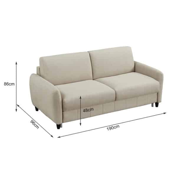 ΚΑΝΑΠΕΣ-ΚΡΕΒΑΤΙ ΜΕ ΑΝΑΔΙΠΛ.ΣΤΡΩΜΑ ETUDINE HM3311.02 ΜΠΕΖ ΥΦΑΣΜΑ 190x98x90Υεκ - Image 2