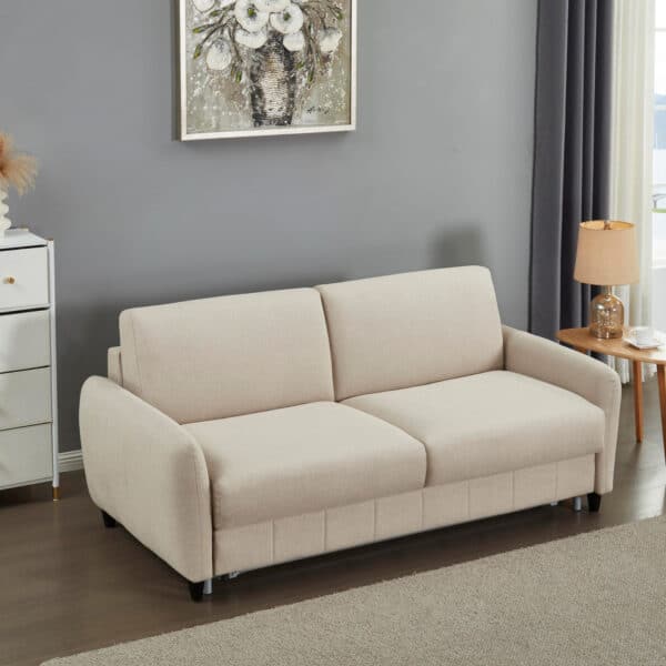 ΚΑΝΑΠΕΣ-ΚΡΕΒΑΤΙ ΜΕ ΑΝΑΔΙΠΛ.ΣΤΡΩΜΑ ETUDINE HM3311.02 ΜΠΕΖ ΥΦΑΣΜΑ 190x98x90Υεκ - Image 4