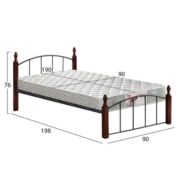 ΚΡΕΒΑΤΙ ΜΟΝΟ & ΣΤΡΩΜΑ MAKAI HM21330 ΜΕΤΑΛΛΟ & ΞΥΛΟ ΣΕ ΚΑΡΥΔΙ--ΣΤΡΩΜΑ 90x190εκ - Image 3