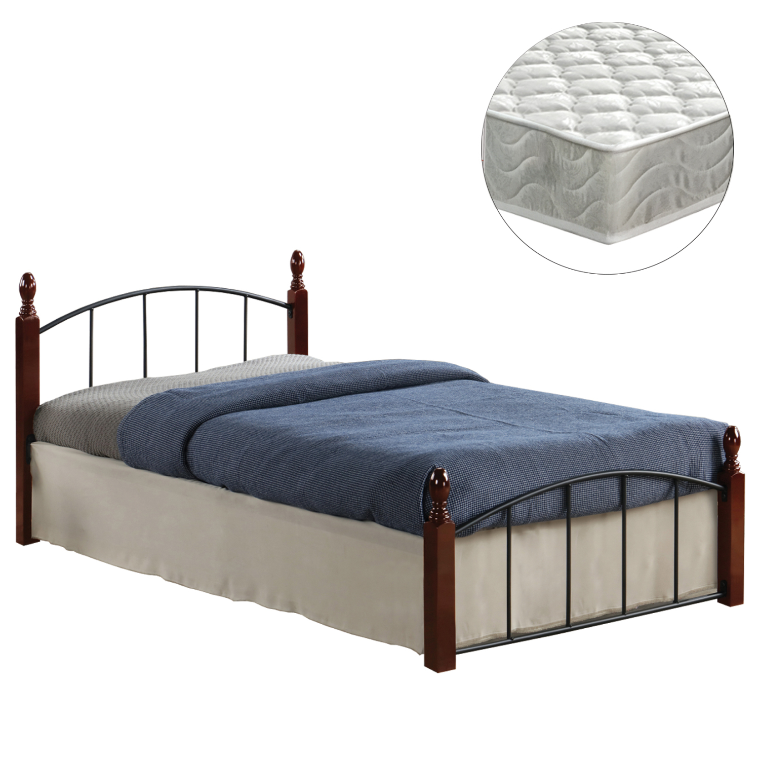 HM21330 ΚΡΕΒΑΤΙ ΜΟΝΟ & ΣΤΡΩΜΑ MAKAI HM21330 ΜΕΤΑΛΛΟ & ΞΥΛΟ ΣΕ ΚΑΡΥΔΙ--ΣΤΡΩΜΑ 90x190εκ - Image 1