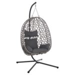 ΚΡΕΜΑΣΤΗ ΦΩΛΙΑ NESTA HM6468.01 ΓΚΡΙ ΜΕΤΑΛΛΟ & P.E.RATTAN 100x100x190Υεκ.