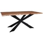 LIZARD-WT Τραπέζι Τραπεζαρίας Σαλονιού-Κουζίνας Μέταλλο Βαφή Μαύρο, Ξύλο Ακακία Φυσικό 160x90x78cm