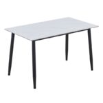 OSLO Τραπέζι Κουζίνας- Εστιατορίου,Μέταλλο Βαφή Μαύρο -Sintered Stone White Marble 120x70x75cm