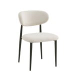 POINT Καρέκλα Τραπεζαρίας Μέταλλο Βαφή Μαύρο, Teddy Ύφασμα Άσπρο 47x51x79cm