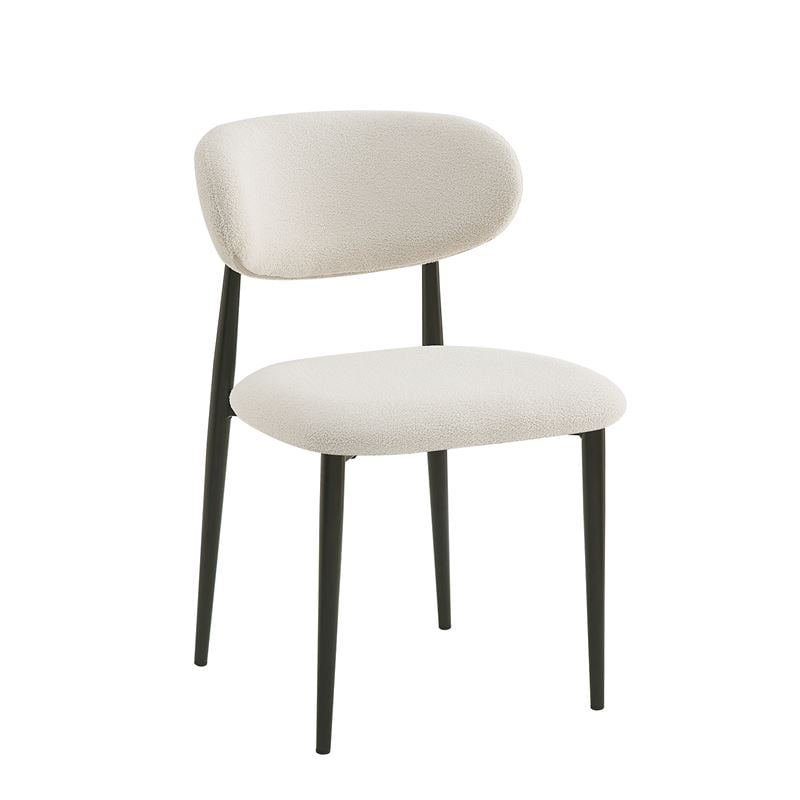 point-karekla-trapezarias-metallo-vafi-mavro-yfasma-bez-enlarge POINT Καρέκλα Τραπεζαρίας Μέταλλο Βαφή Μαύρο, Teddy Ύφασμα Άσπρο 47x51x79cm - Image 1