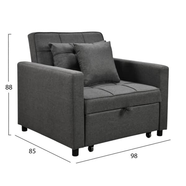 ΠΟΛΥΘΡΟΝΑ-ΚΡΕΒΑΤΙ MERO HM3306.01 ΓΚΡΙ ΥΦΑΣΜΑ 98x85x88Υεκ. - Image 2