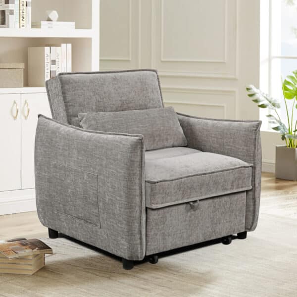 ΠΟΛΥΘΡΟΝΑ-ΚΡΕΒΑΤΙ ORYN HM3307.03 ΜΠΕΖ ΥΦΑΣΜΑ 89x85x84Υεκ. - Image 2