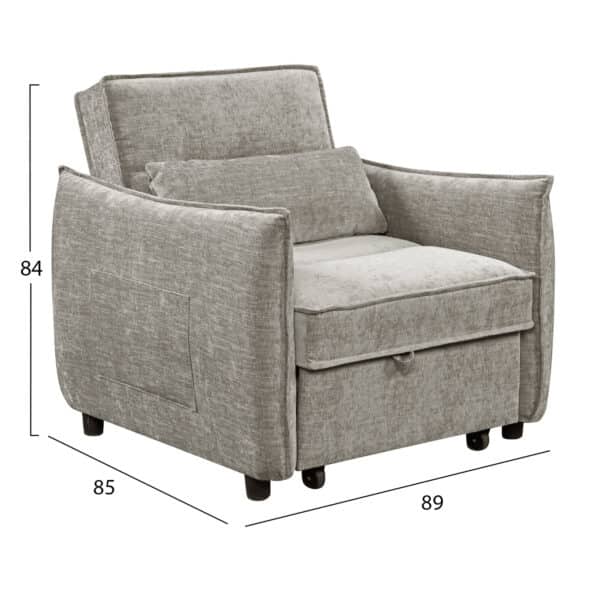 ΠΟΛΥΘΡΟΝΑ-ΚΡΕΒΑΤΙ ORYN HM3307.03 ΜΠΕΖ ΥΦΑΣΜΑ 89x85x84Υεκ. - Image 3