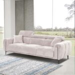 SEVILLE Kαναπές 3Θέσιος Σαλονιού - Καθιστικού, Teddy Ύφασμα Μπεζ 220x96cm H.75/95cm