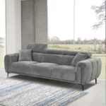 SEVILLE Kαναπές 3Θέσιος Σαλονιού - Καθιστικού, Teddy Ύφασμα Σκούρο Γκρι 220x96cm H.75/95cm