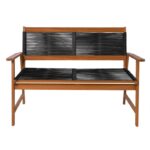 SPRING Living Καναπές 2θέσιος Καθιστικού Βεράντας-Κήπου, Ακακία Φυσικό-RopeWicker Μαύρο 120x68x84cm