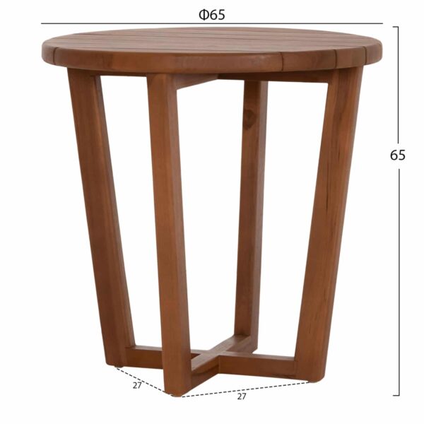 ΤΡΑΠΕΖΙ ΜΕΣΗΣ ΣΤΡΟΓΓΥΛΟ KOLIN HM6629 ΞΥΛΟ TEAK ΣΕ ΦΥΣΙΚΟ Φ65x65Υεκ. - Image 2