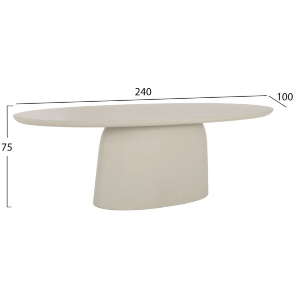 ΤΡΑΠΕΖΙ ΤΡΑΠΕΖΑΡΙΑΣ ΟΒΑΛ BRECCAN HM6577.02 ΜΠΕΖ ΤΣΙΜΕΝΤΟ 240x100x75Υεκ. - Image 2