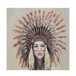 INDIAN GIRL ΠΙΝΑΚΑΣ ΔΙΑΚΟΣΜΗΣΗΣ 90x90x4cm ΚΑΜΒΑΣ ΞΥΛΟ 015110